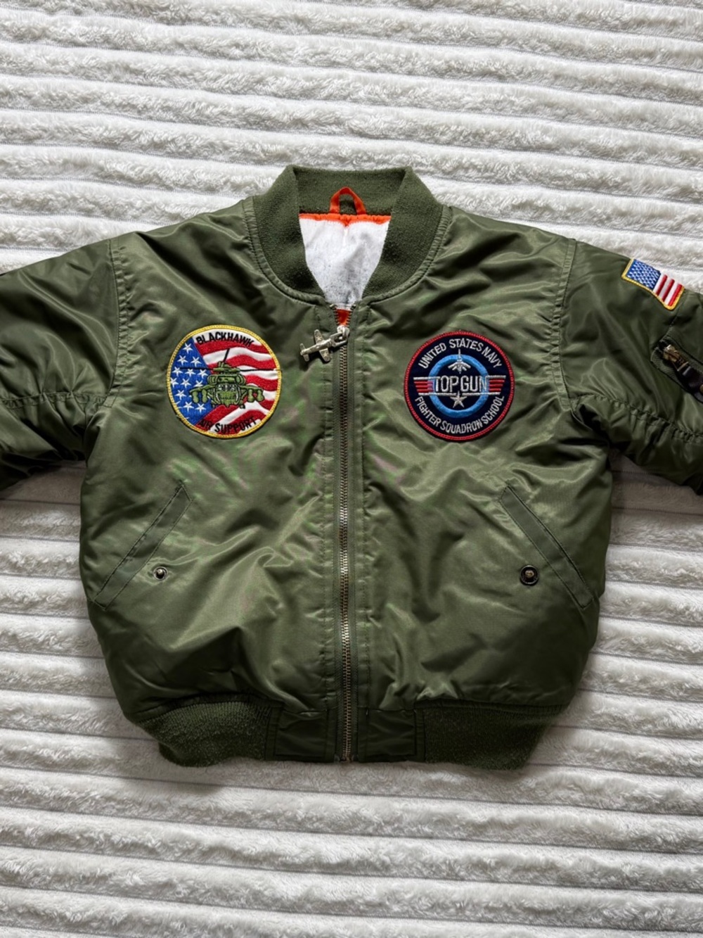 Alpha Industries MA-1 Bomber Flight Nylon Jacket Squad Quilted PatchesGreen Sz 6